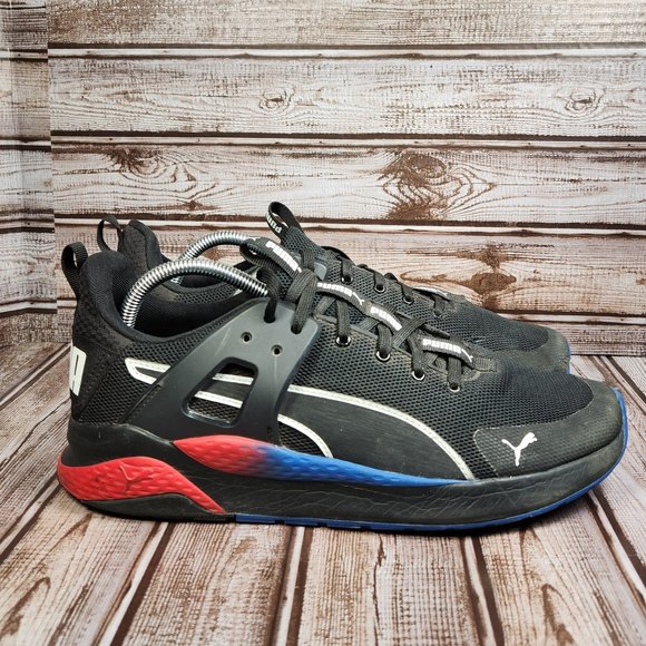 PUMA Anzarun Cage Edge Men's 10 Black Red Blue Athletic Running Sneakers Shoes - Picture 1 of 9
